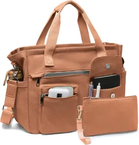 2Pcs/Set Large Canvas Tote Bag for Women, Laptop Work Bags Crossbody Shoulder Hobo Messenger Handbag Purse Travel Gym Totes
