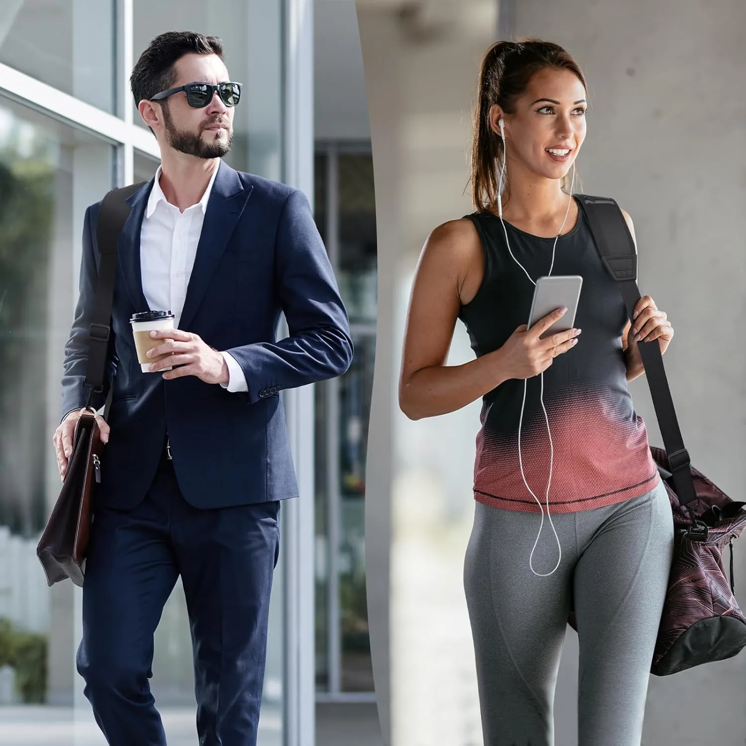 60" Universal Shoulder Strap, 3D Sponge Thick Padded Bag Strap with Double Adjustable Buckles and Metal Hooks, Ideal for Briefcases, Crossbody Bags, Luggage (Storage Bag   Reflective Tape)