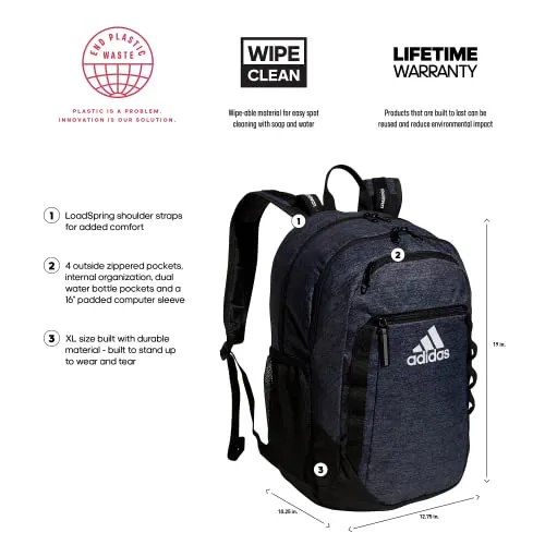 adidas Excel 6 Backpack, Jersey Black/Black/White FW21, One Size