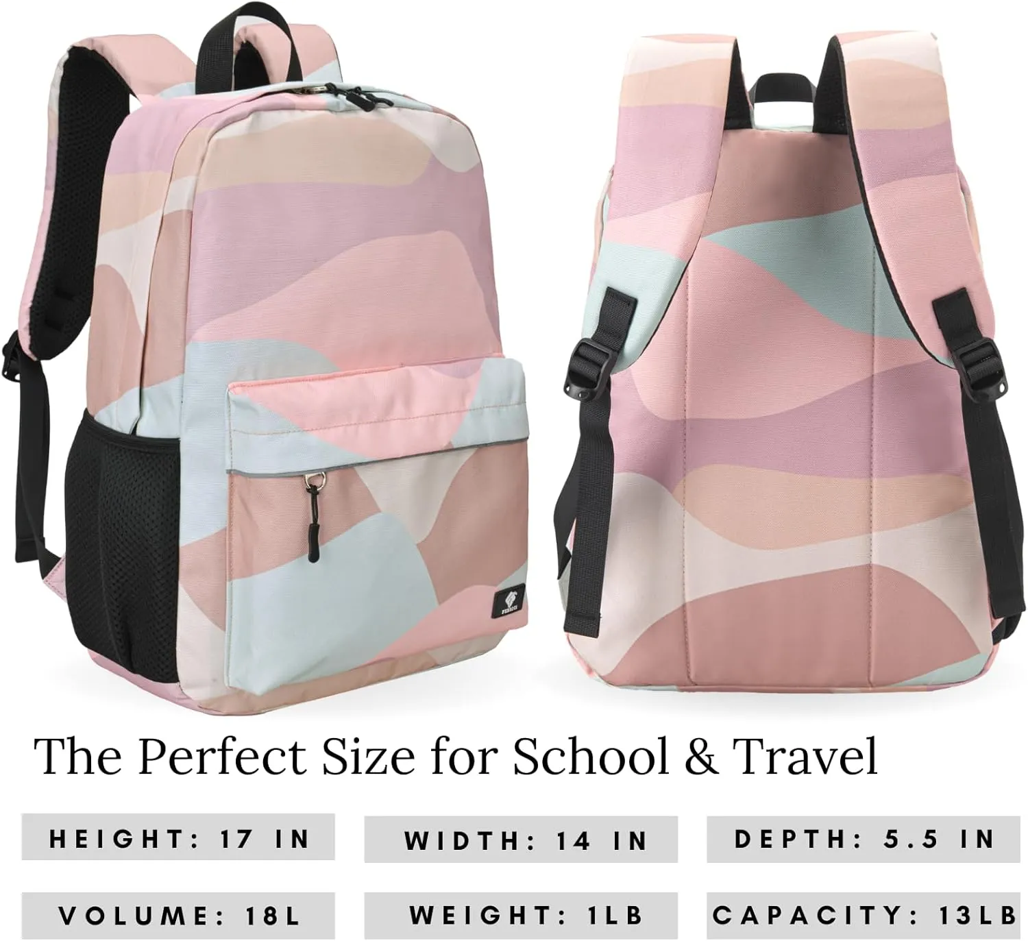 Aesthetic Kids' Backpack for Teen Girls, Bookbags for School or Travel with Padded Laptop Compartment, Pink Cloud