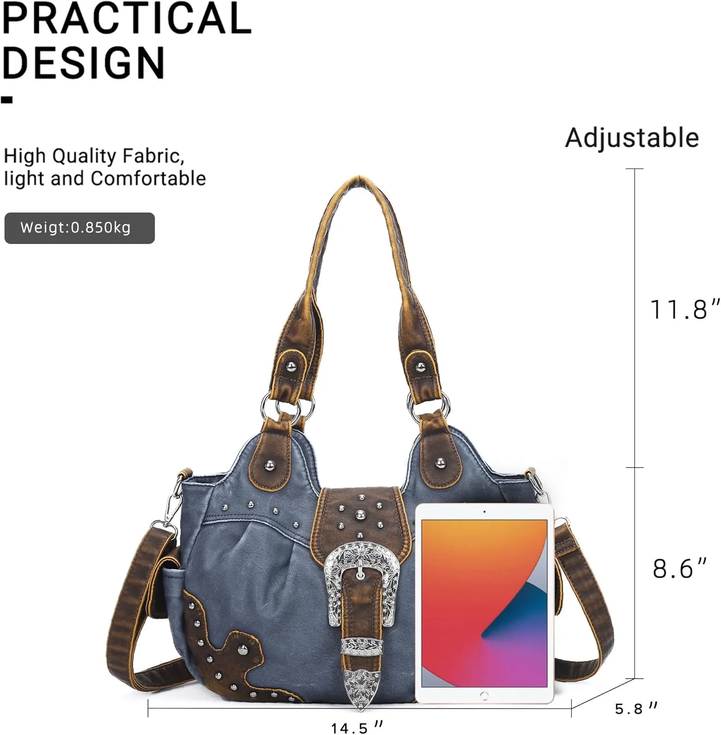 Angel Kiss Hobo Bags for Women Vegan Leather Purses and Handbags Ladies Chic Shoulder Bags Crossbody Purses with Metal Studs
