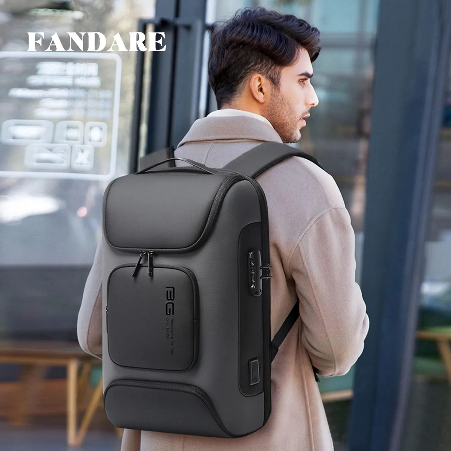Anti-theft Backpack Business Laptop Handbag Travel Large Daypacks fits 15.6 Inch Laptop with USB Charging Port Computer Bag Bookbag for Women Men Waterproof Rucksack Grey