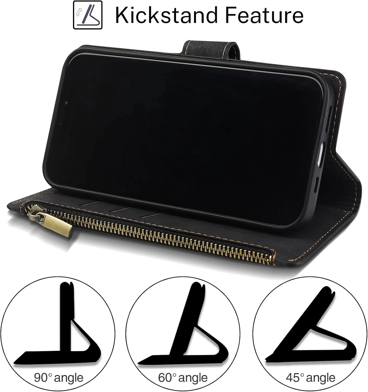 Antsturdy Compatible with Samsung Galaxy Note 9 Wallet case with Card Holder for Women Men Phone case RFID Blocking PU Leather Flip Cover with Strap Zipper Credit Card Slots,Black