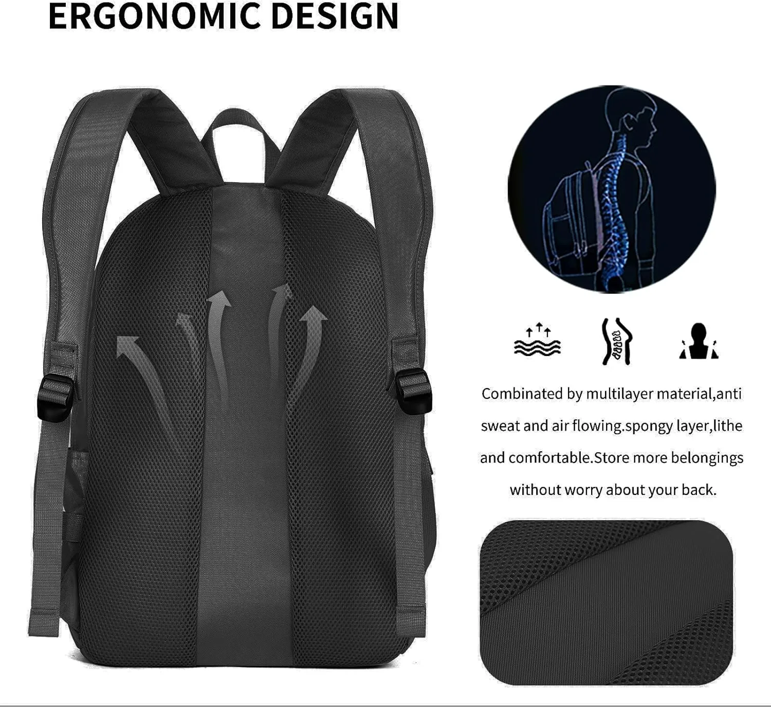 AOKING Large Travel Backpack for Women, Lightweight Laptop Commuter Backpack, Stylish Daypacks for Work, Mochilas De Mujer(Black)