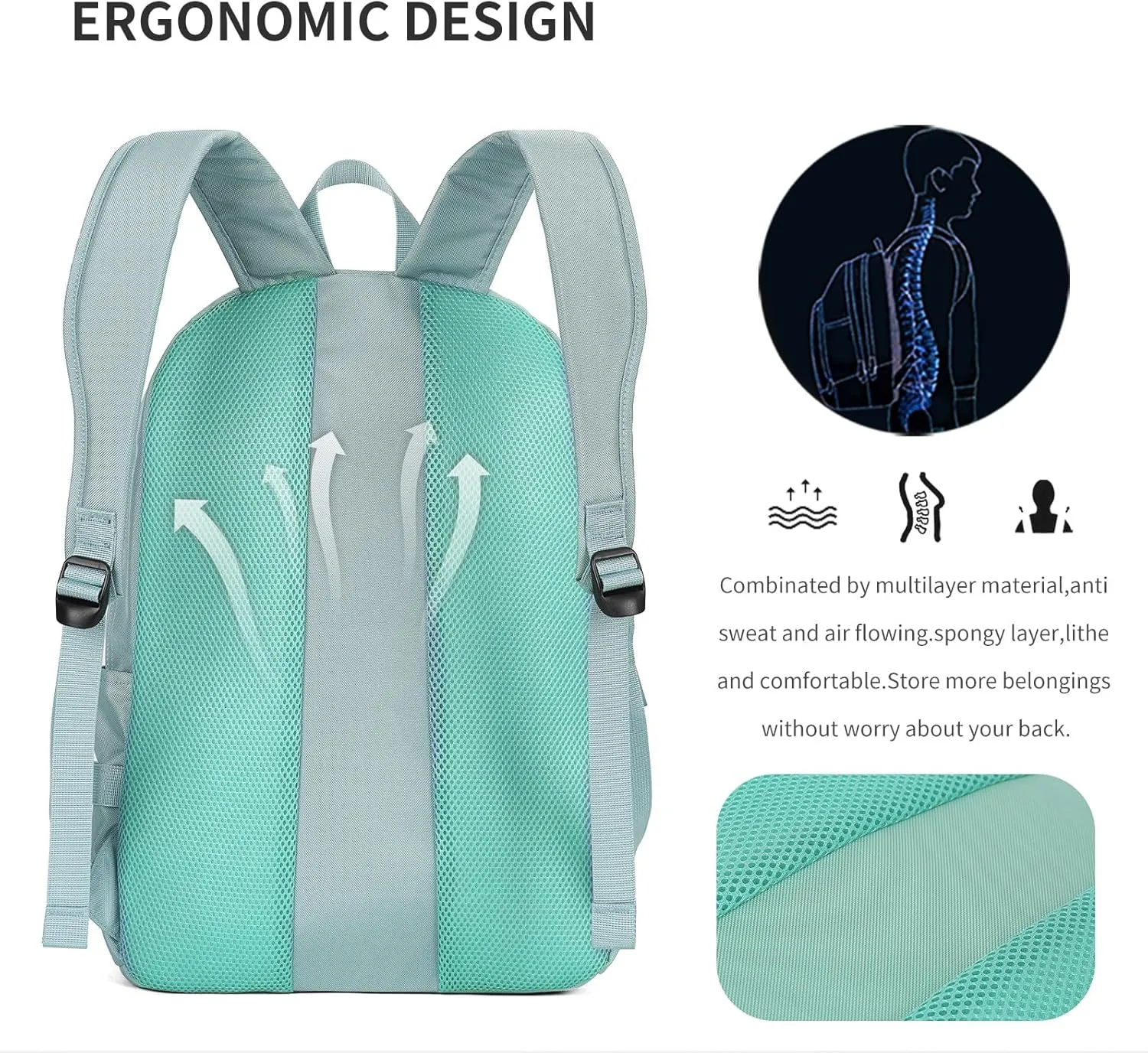 AOKING Large Travel Backpack for Women, Lightweight Laptop Commuter Backpack, Stylish Daypacks for Work, Mochilas De Mujer(Green)