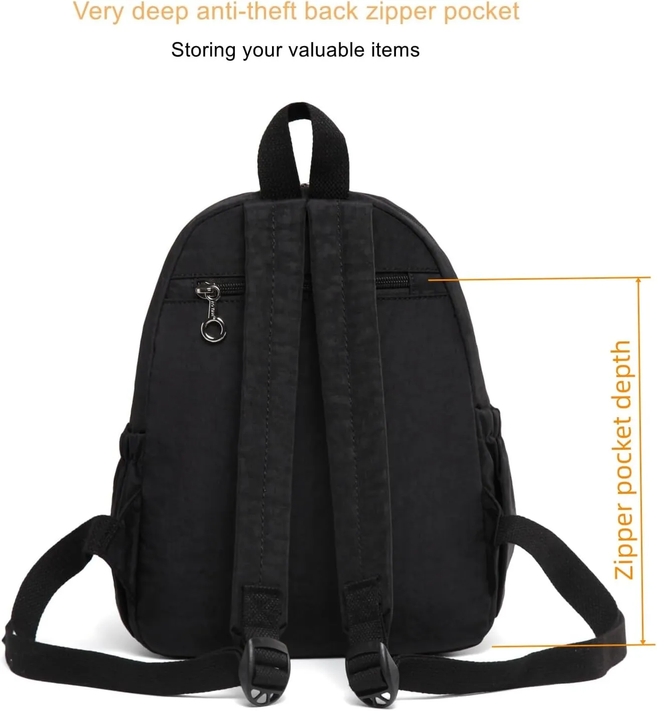 AOTIAN Mini Lightweight 11.8 Inch Backpack Durable Travel Hiking Women and Girls Small Daypack, 7 Liters Black