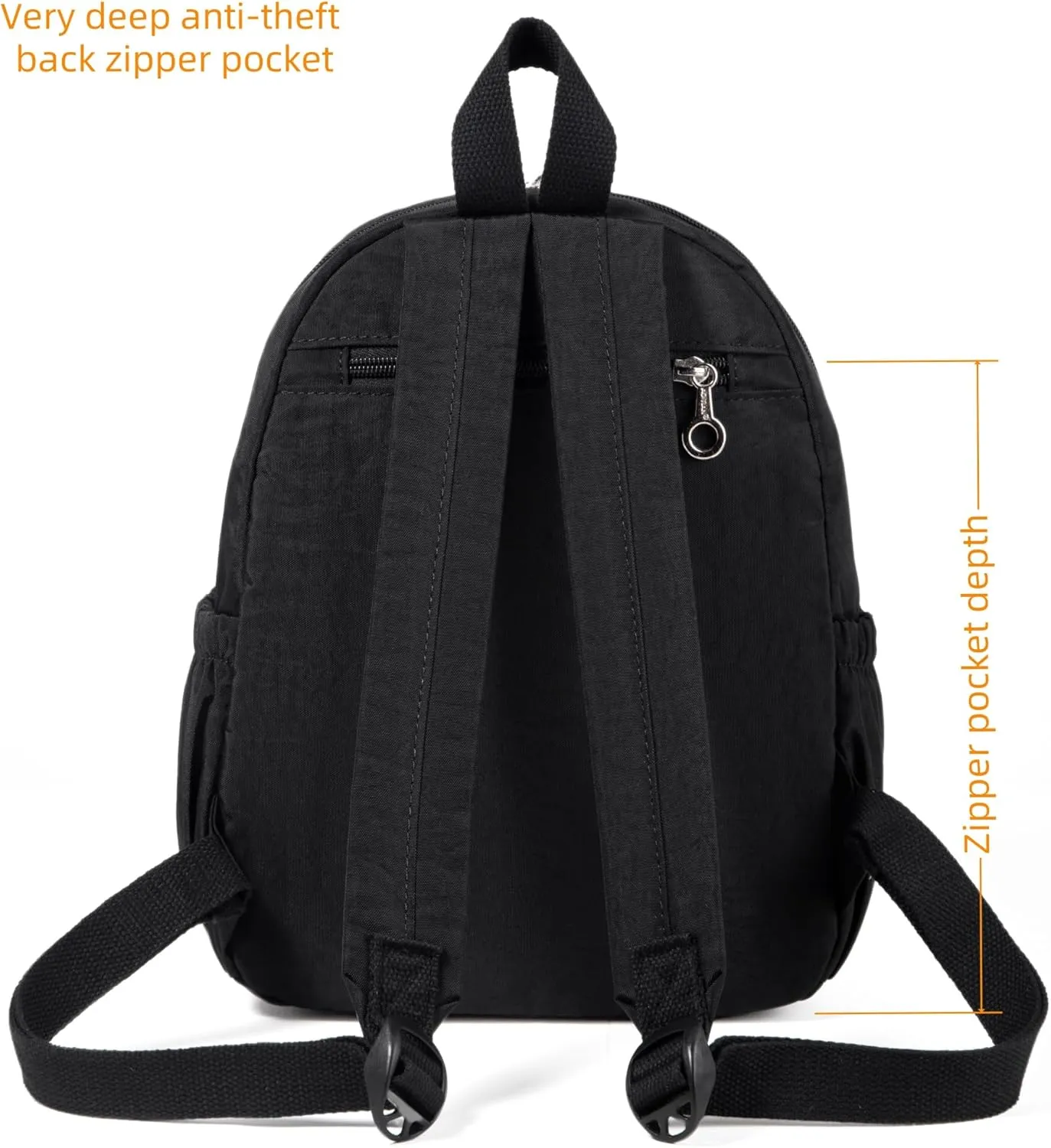AOTIAN Mini Lightweight 11.8 Inch Backpack Durable Travel Hiking Women and Girls Small Daypack, 7 Liters Black