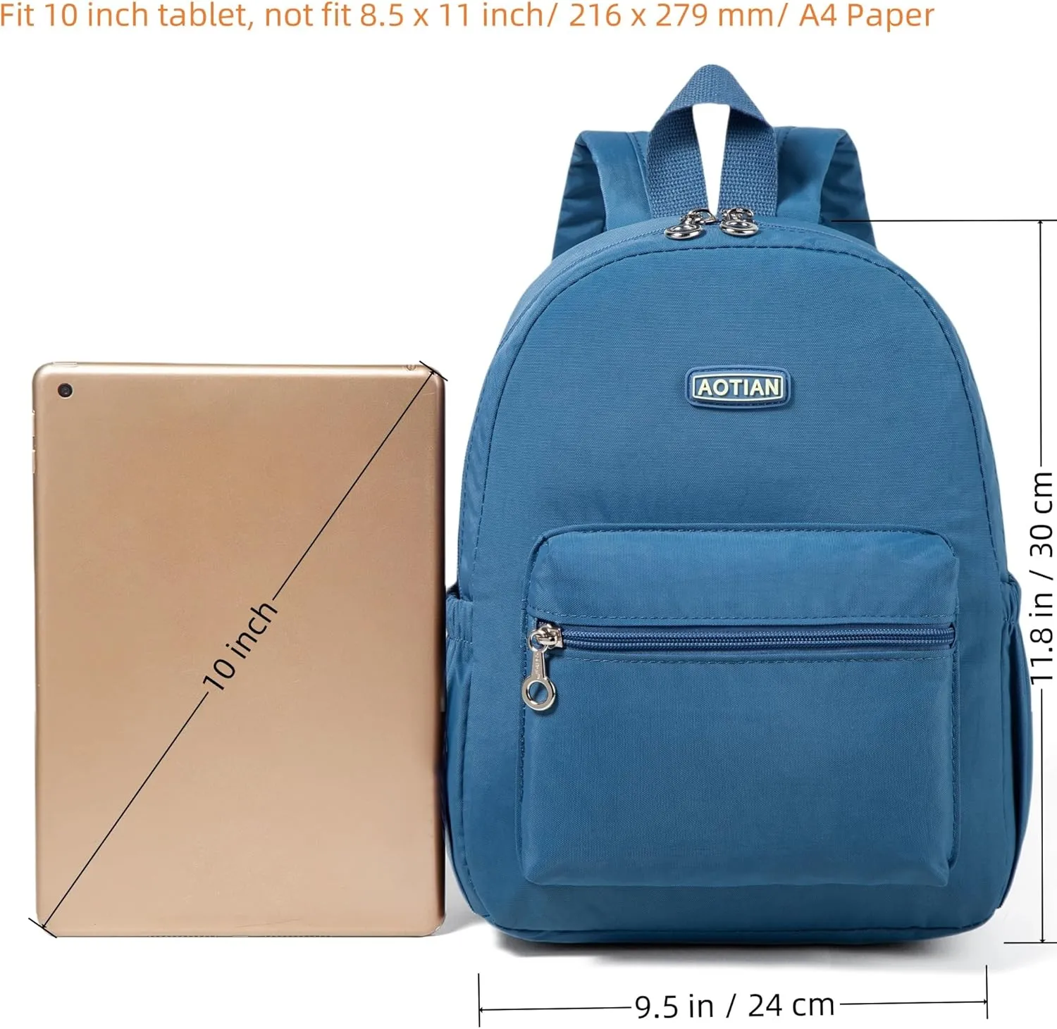 AOTIAN Mini Lightweight 11.8 Inch Backpack Durable Travel Hiking Women and Girls Small Daypack, 7 Liters Light Blue
