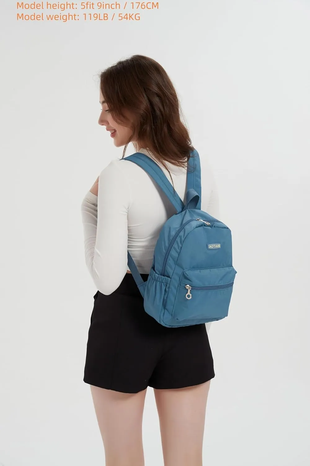 AOTIAN Mini Lightweight 11.8 Inch Backpack Durable Travel Hiking Women and Girls Small Daypack, 7 Liters Light Blue