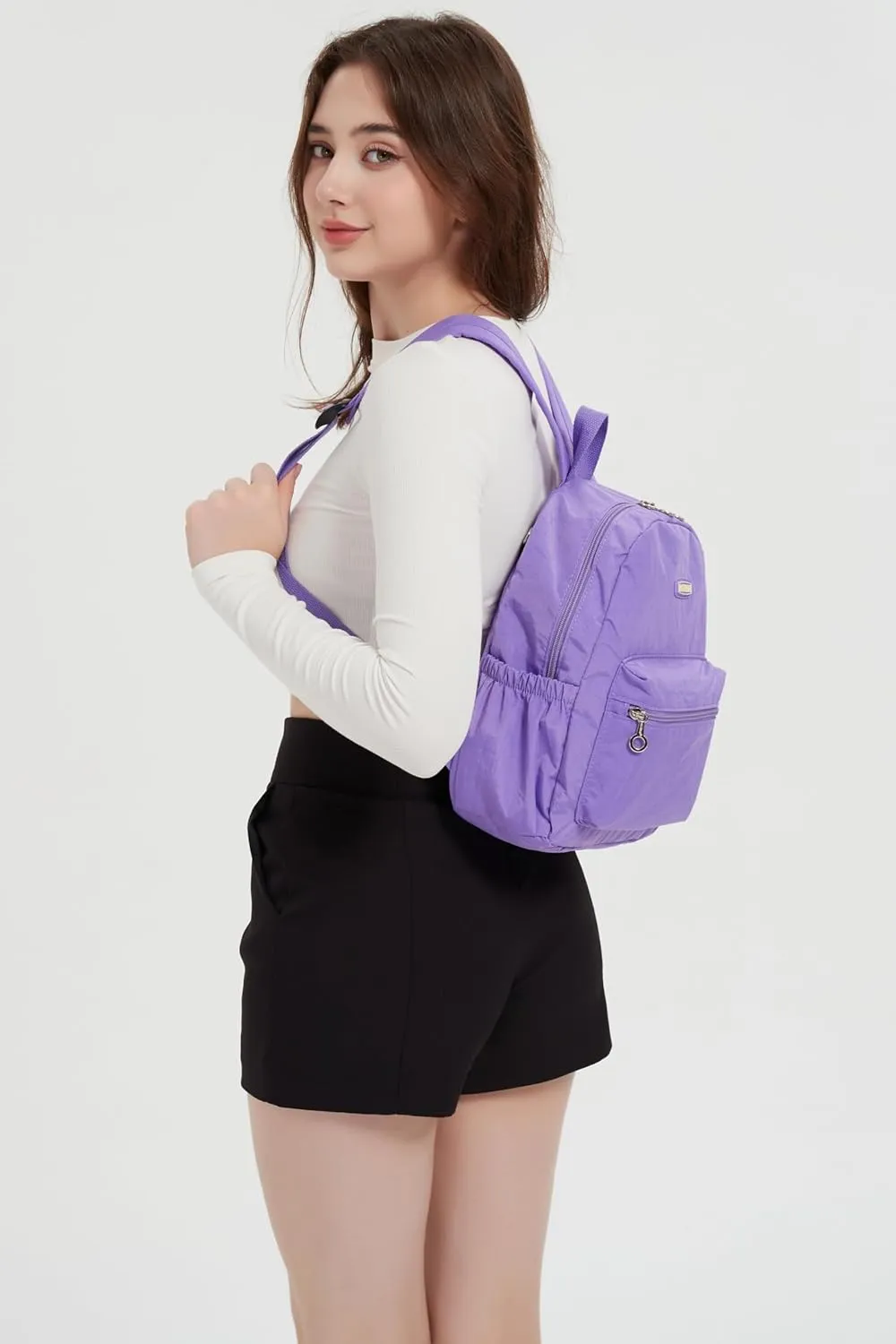 AOTIAN Mini Lightweight 11.8 Inch Backpack Durable Travel Hiking Women and Girls Small Daypack, 7 Liters Light Violet Purple