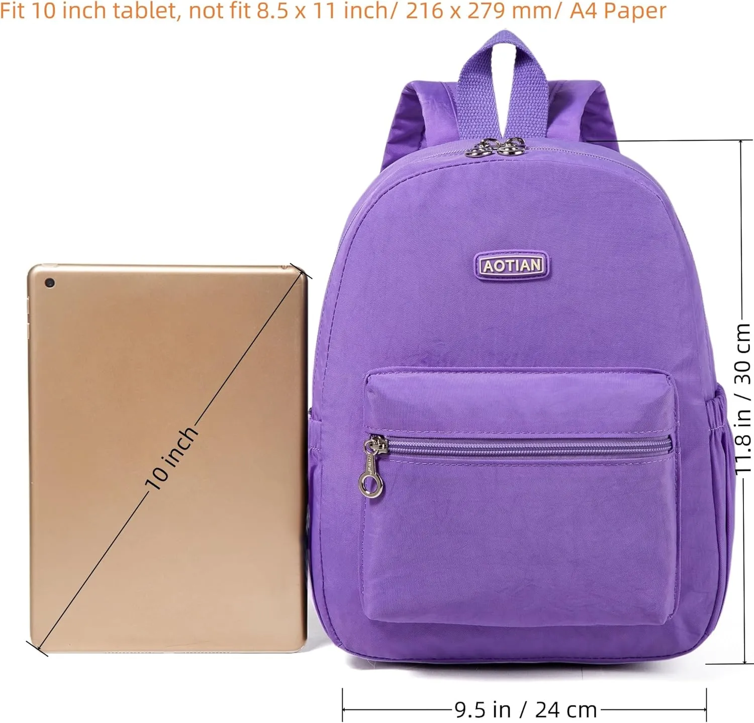 AOTIAN Mini Lightweight 11.8 Inch Backpack Durable Travel Hiking Women and Girls Small Daypack, 7 Liters Light Violet Purple
