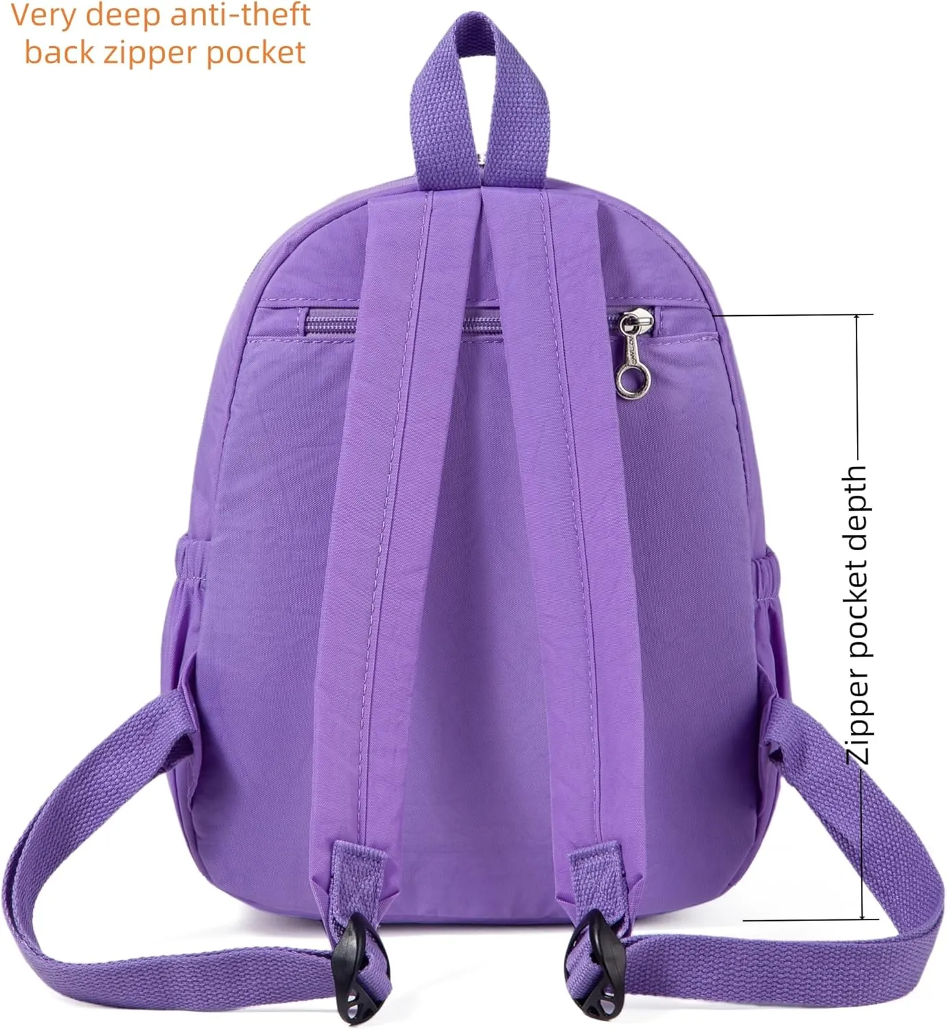 AOTIAN Mini Lightweight 11.8 Inch Backpack Durable Travel Hiking Women and Girls Small Daypack, 7 Liters Light Violet Purple