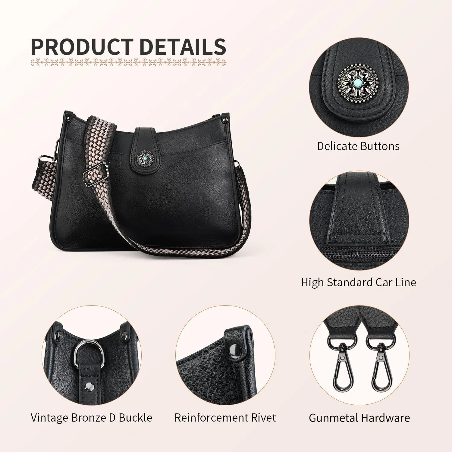 APHISON Crossbody Bags For Women Trendy, Leather Hobo Handbag Crossbody Purses Shoulder Bucket Bag with 2 Strap