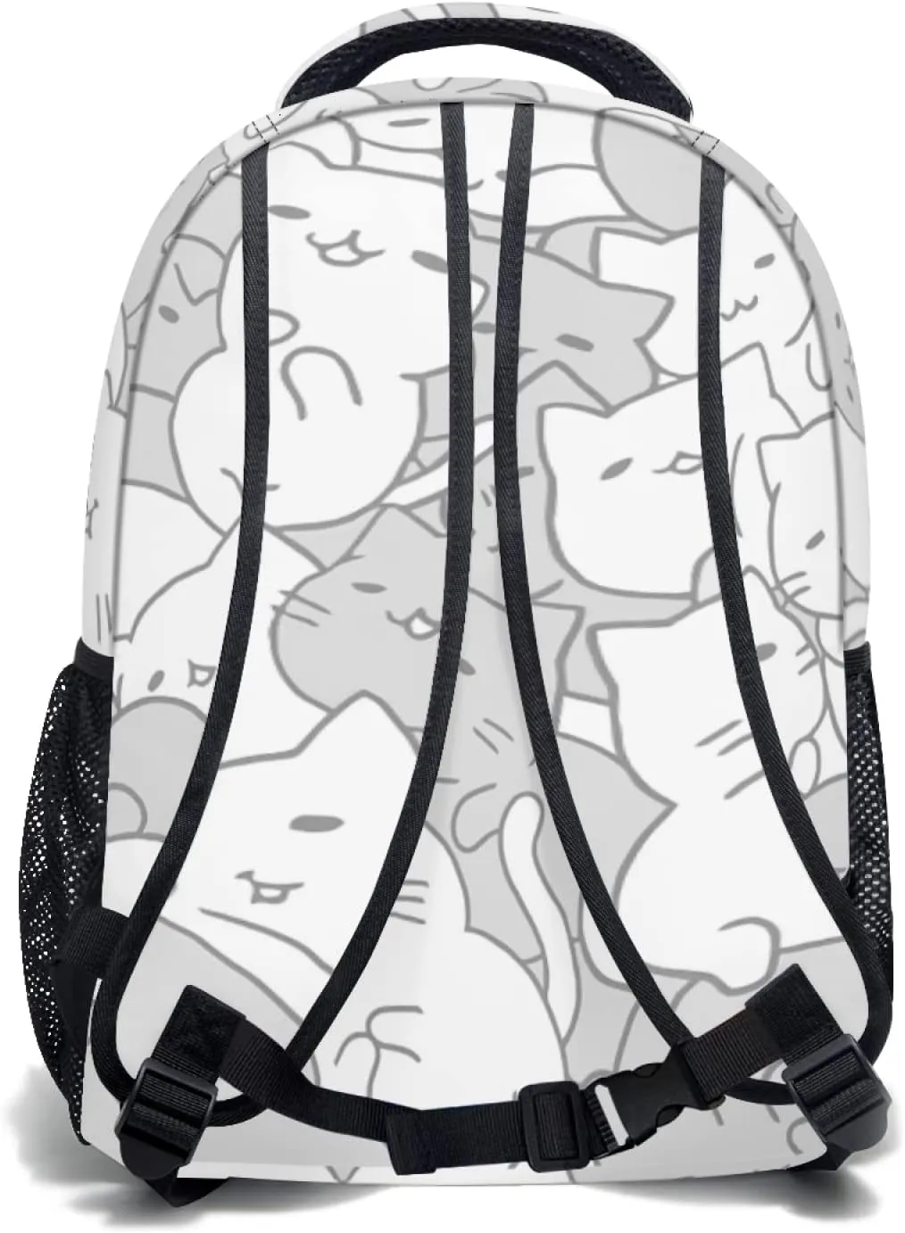 aportt Cute Cat Backpack for Boys Girls Kawaii Kitties Durable Casual Basic Kids Bookbag White Grey Lightweight School Bag for Teens Students Travel Hiking Camping Daypack
