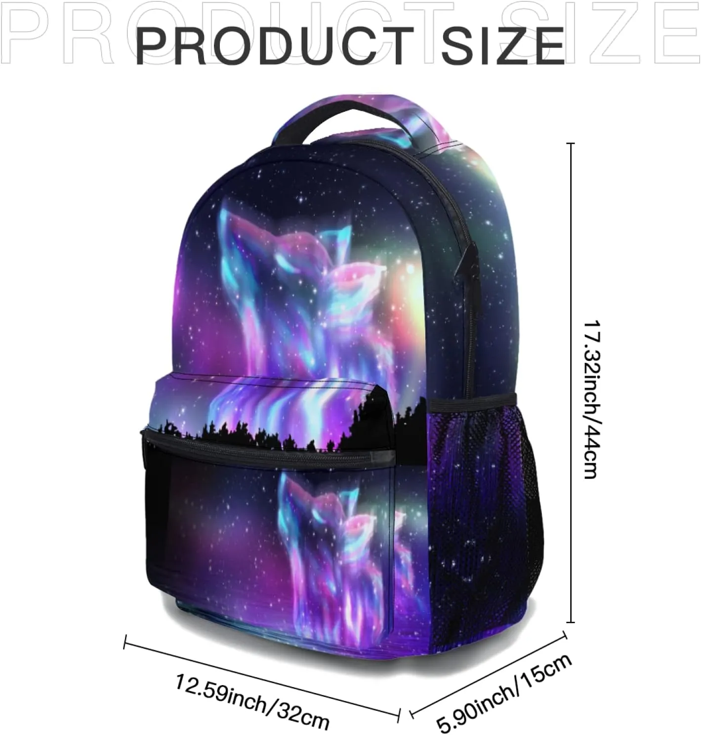 aportt Galaxy Wolf Backpack for Boys Girls Space Stars Wolf Purple Blue Durable Casual Basic Kids Bookbag Cool Lightweight School Bag for Teens Students Travel Hiking Camping Daypack