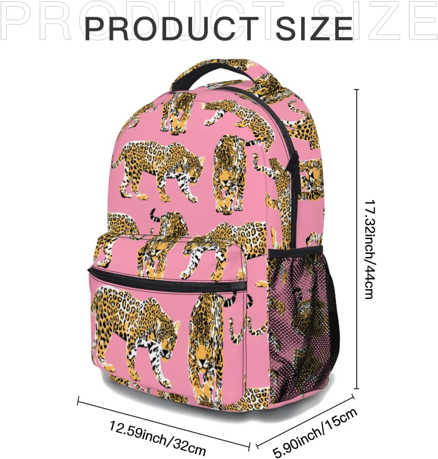 aportt Pink Cheetah Backpack for Boys Girls Preppy Leopard Tiger Durable Casual Basic Kids Bookbag Cute Animal Lightweight School Bag for Teens Students Travel Hiking Camping Daypack
