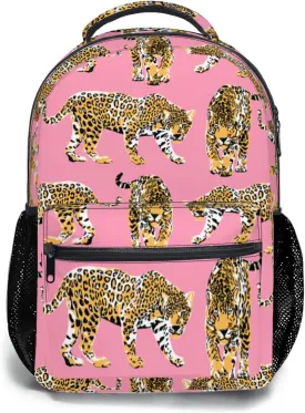 aportt Pink Cheetah Backpack for Boys Girls Preppy Leopard Tiger Durable Casual Basic Kids Bookbag Cute Animal Lightweight School Bag for Teens Students Travel Hiking Camping Daypack
