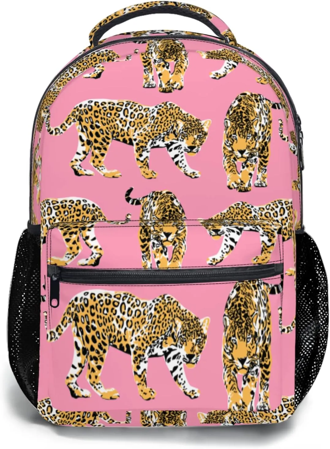 aportt Pink Cheetah Backpack for Boys Girls Preppy Leopard Tiger Durable Casual Basic Kids Bookbag Cute Animal Lightweight School Bag for Teens Students Travel Hiking Camping Daypack