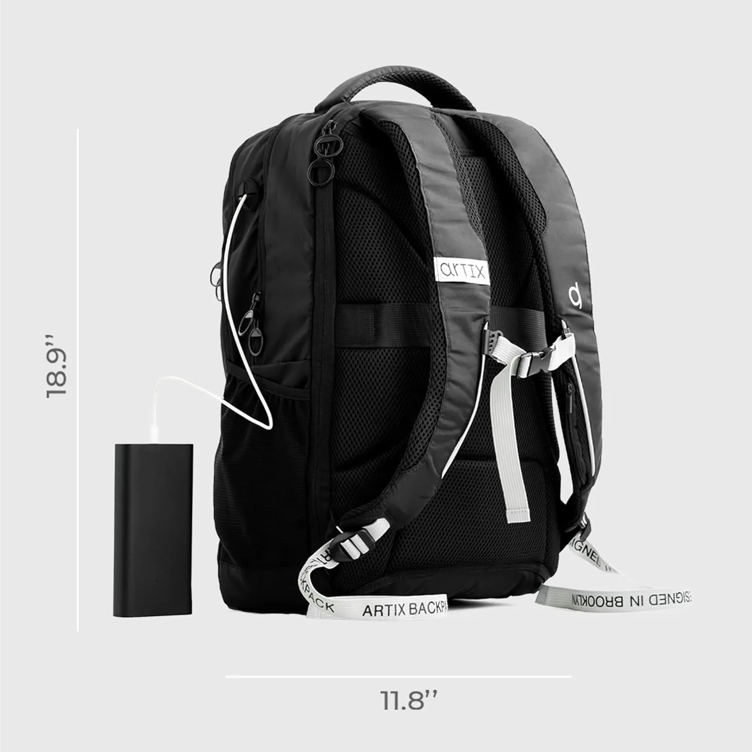 ARTIX Waterproof Laptop Backpack for Men & Women | Large 17.3-inch Travel Backpack | Stylish & Durable Computer Bag for Business, Office & Work | Versatile Rucksack for Adults (Black/Grey)