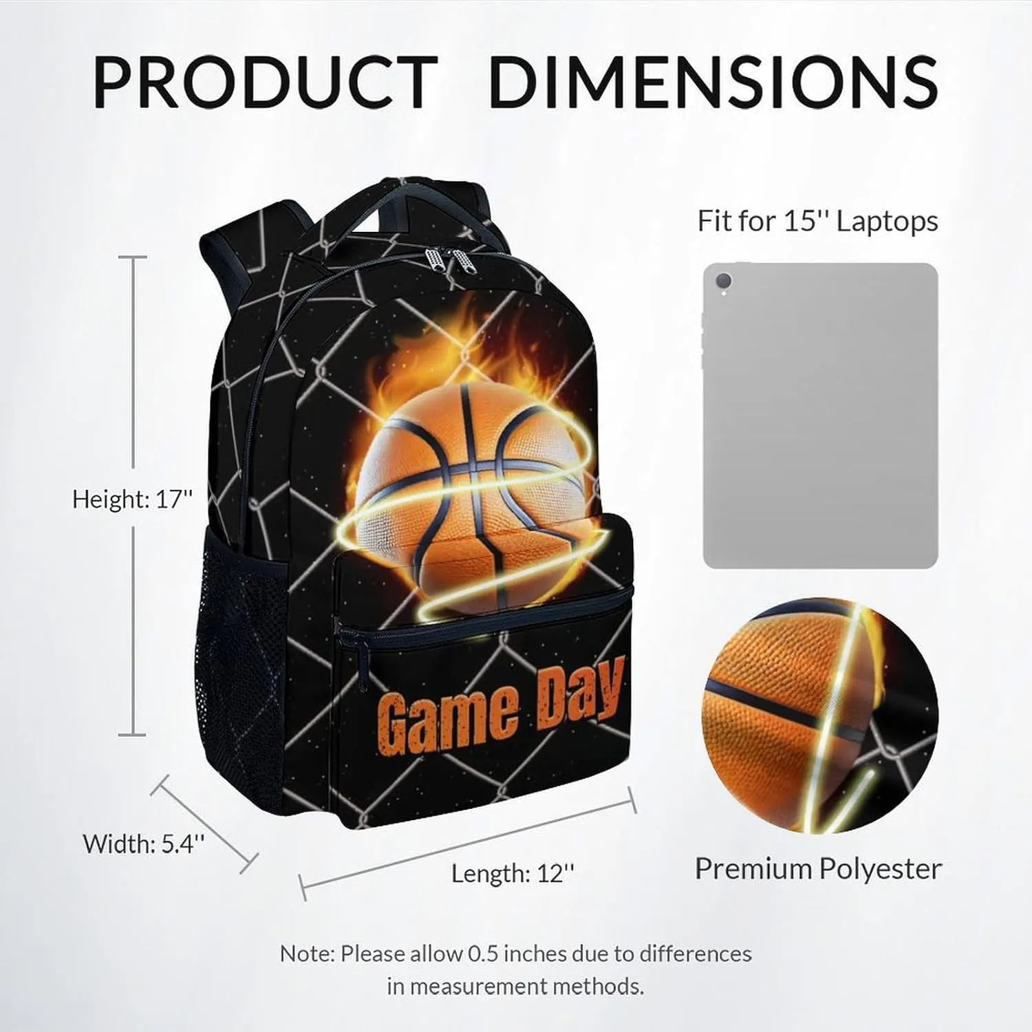 Backpack for Boys Girls, 17 Inch Large Capacity Basketball Bookbag for Kids Teens, Sports Theme School Bags for Elementary Middle School, Lightweight Backpacks for Travel