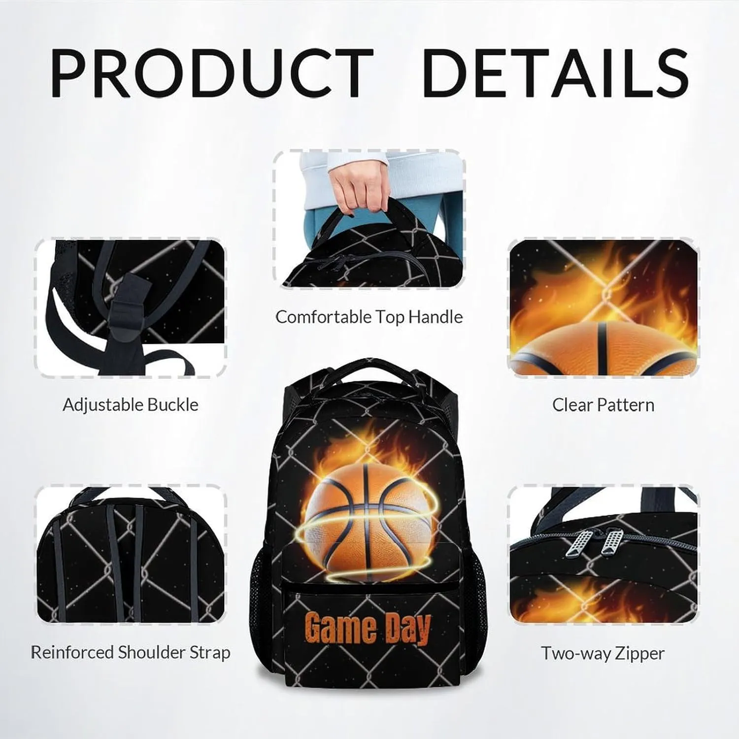Backpack for Boys Girls, 17 Inch Large Capacity Basketball Bookbag for Kids Teens, Sports Theme School Bags for Elementary Middle School, Lightweight Backpacks for Travel