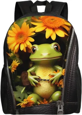 Backpack Travel Laptop Backpack for Men Women Lightweight Rucksack Frog Sitting inside Zipper Casual Daypack