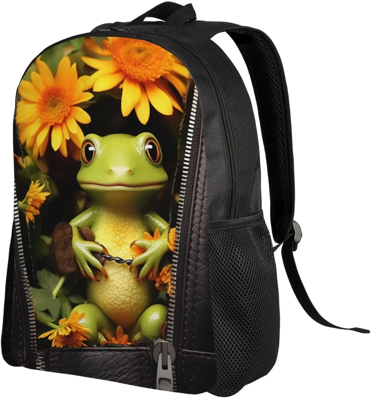 Backpack Travel Laptop Backpack for Men Women Lightweight Rucksack Frog Sitting inside Zipper Casual Daypack