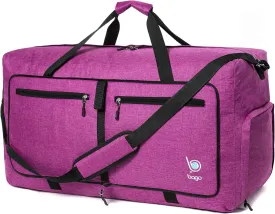 Bago Foldable Duffel Bags for Traveling Women & Men - 60L Medium Packable Duffle Bag for Travel with Shoe Compartment - Water Repellant, Heavy Duty, Lightweight Folding & Collapsible (SnowPink)