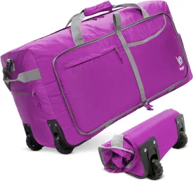 Bago Rolling Duffle Bag with Wheels - 31" 120L Foldable Weekender Bag, Waterproof Travel Duffel Bag, Heavy Duty lightWeight Duffle Bag for Traveling, Rolling Duffel Bag with Wheels (Purple2023)