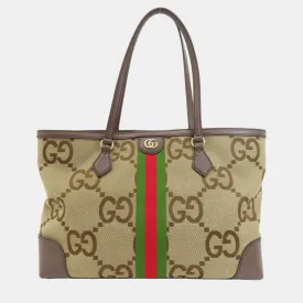 Beige/Brown Jumbo GG Canvas Ophidia Tote