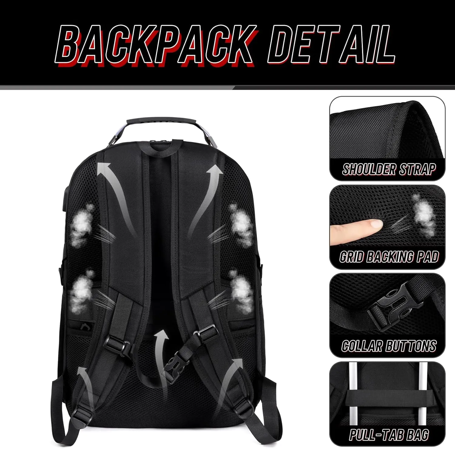 Big Travel Backpack, Large Laptop Backpack, TSA Approved Bag 50L, Anti-Theft Water Resistant Computer Daypack 17.3 Inch with USB Port, Business College Teacher Weekender Back Pack for Men Women, Red