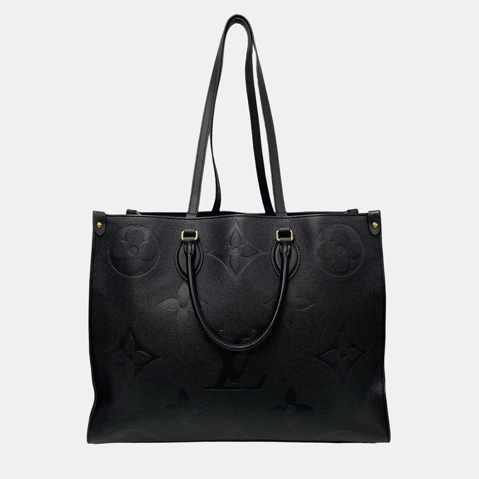 Black Leather Large Onthego MM Tote Bag