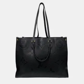 Black Leather Large Onthego MM Tote Bag