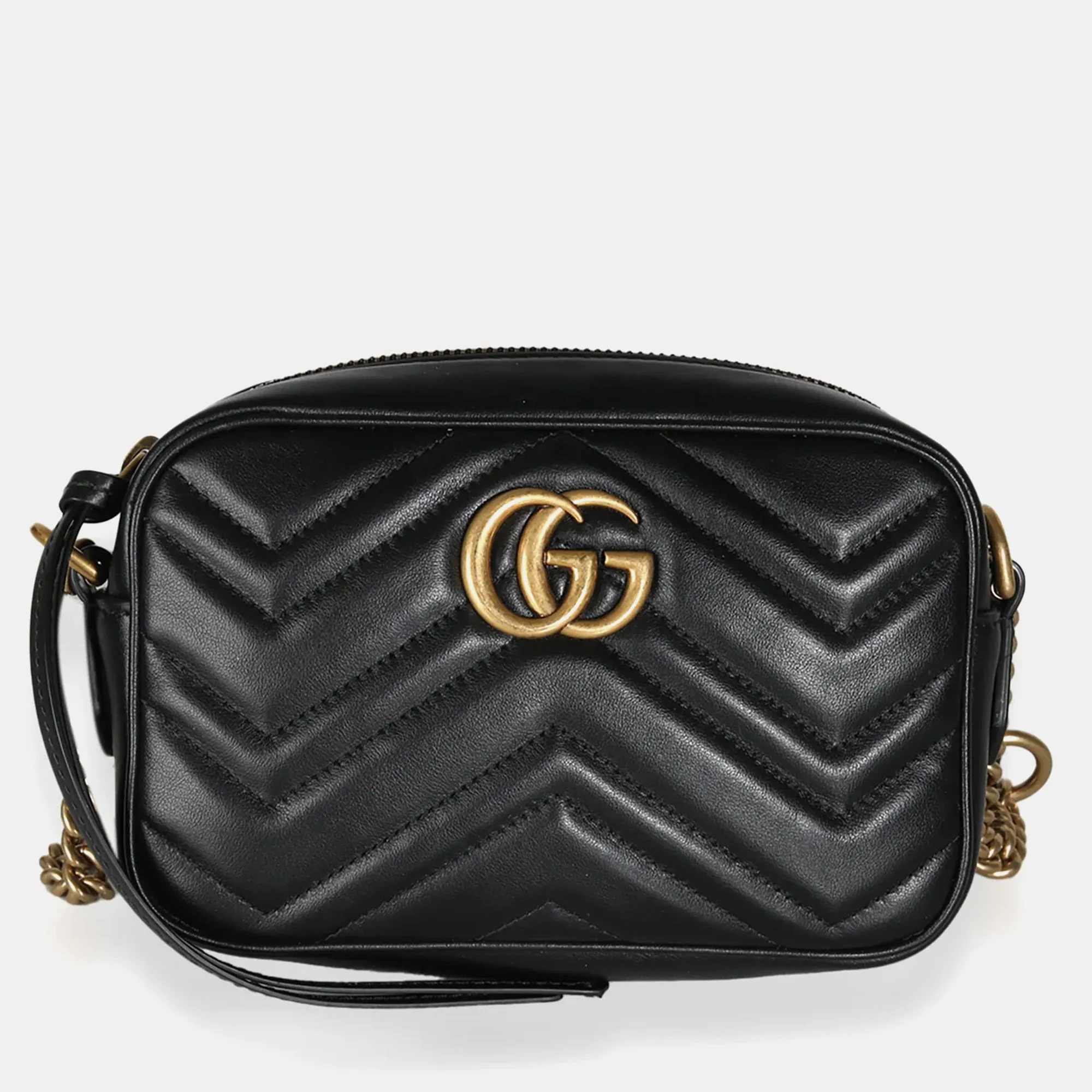 Black Matelasse Mini GG Marmont Camera Bag