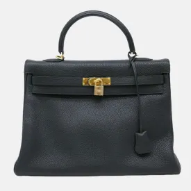 black Taurillon Clemence leather Kelly 35 handbag