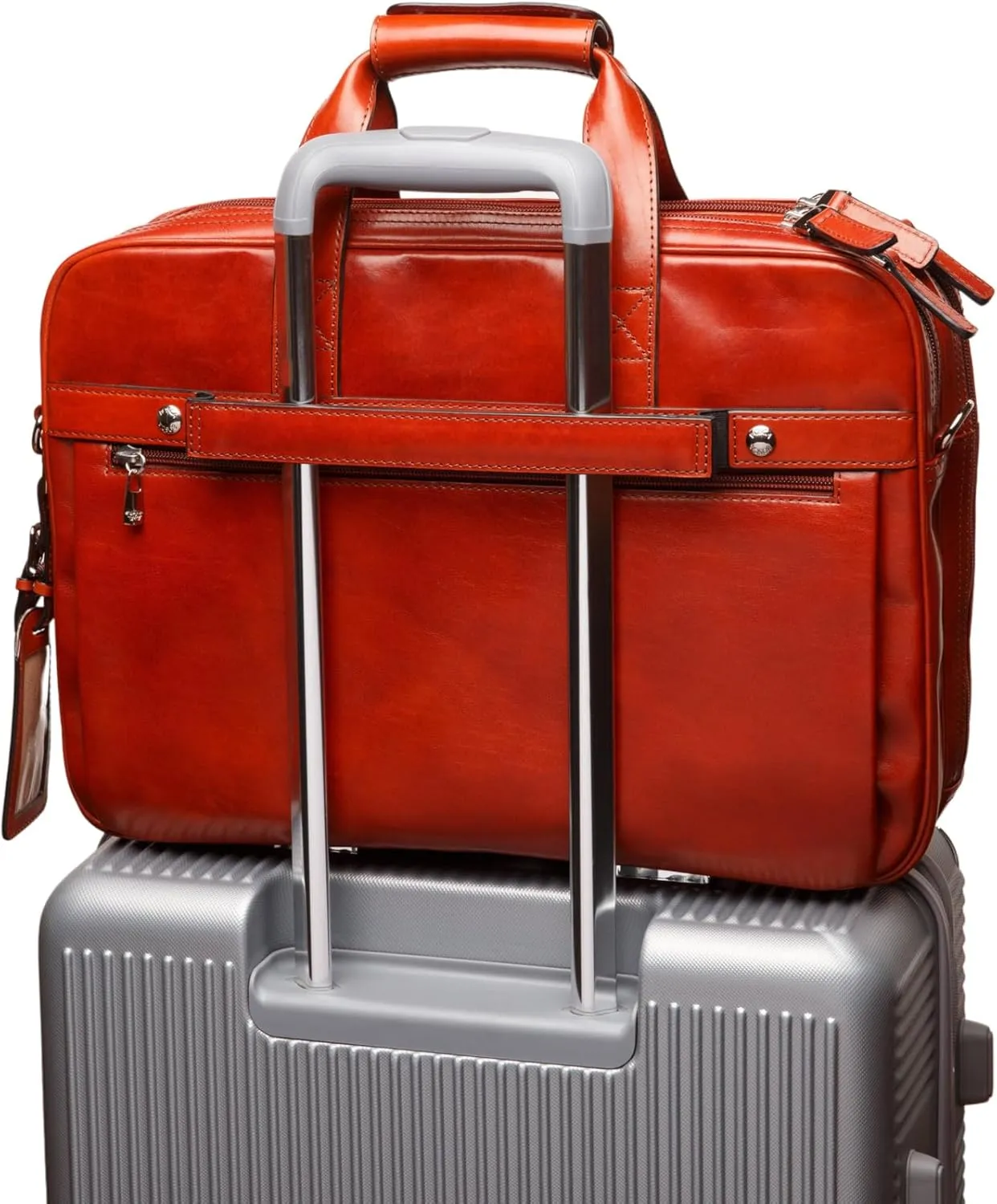 Bosca Old Leather Messenger Bag, Vintage Style Laptop Briefcase for Men, Multiple Pockets, Ideal for Office & Travel