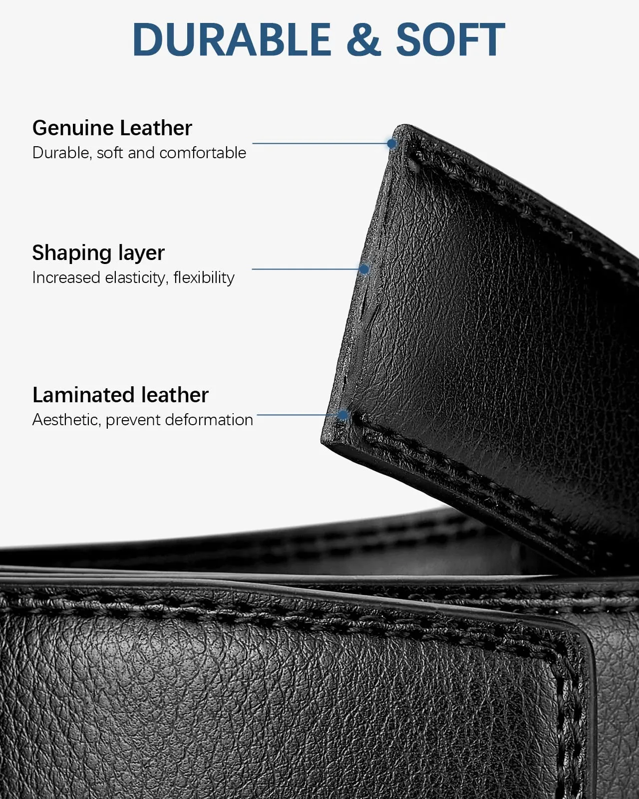 BOSTANTEN Mens Belt Leather 2 Pack Ratchet Belt For Men Gift Dress and Casual with Adjustable Buckle, Trim to Fit