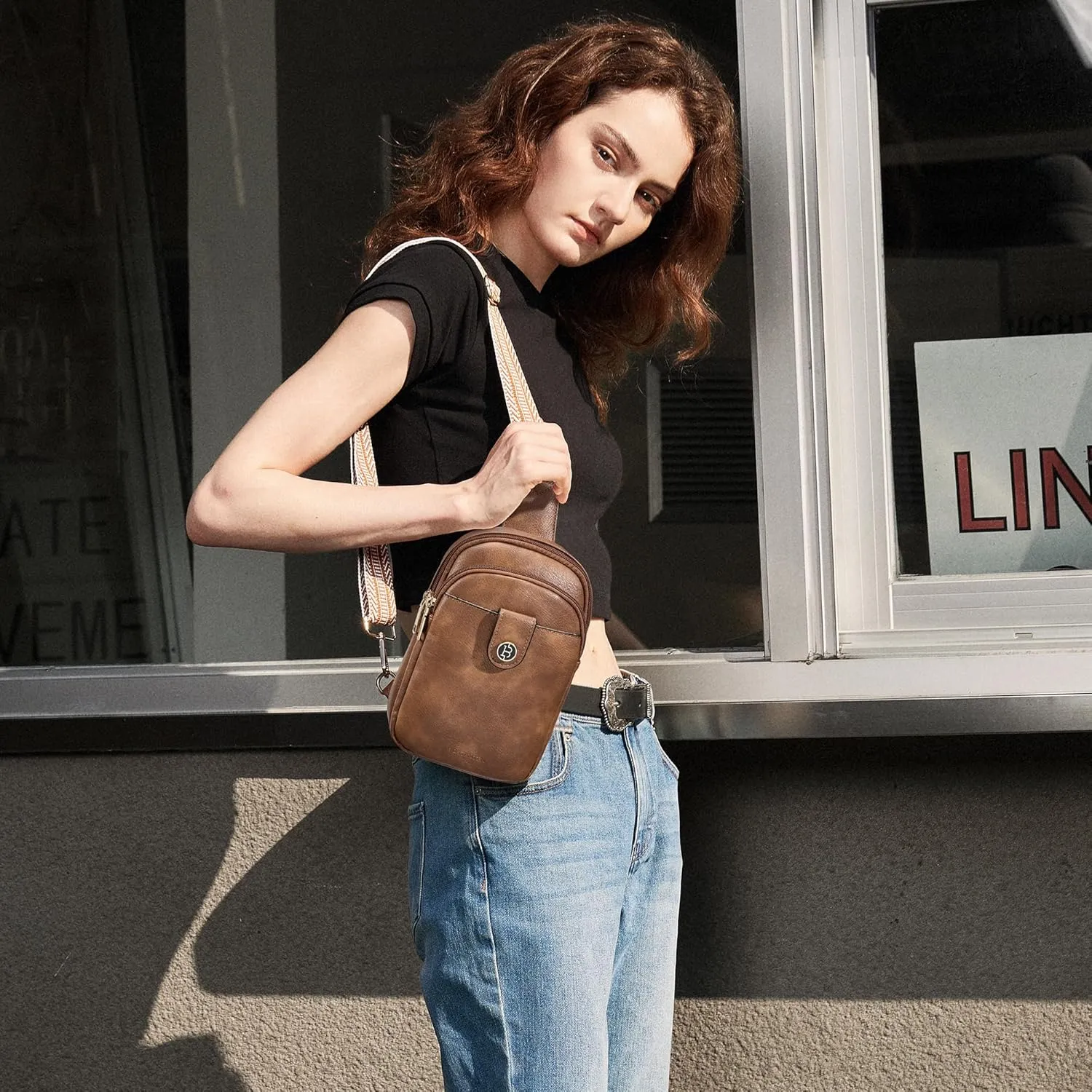 BOSTANTEN Sling Bag for Women Crossbody Bag Vegan Leather Cross Body Purse Large Fanny Pack Travel Purse