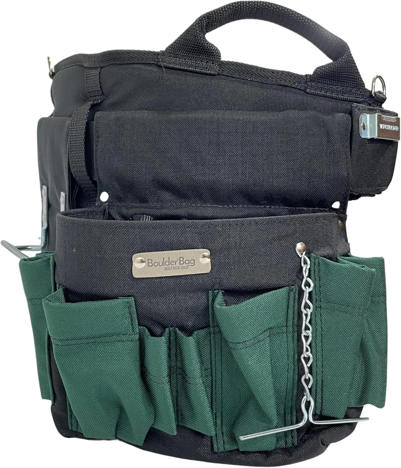 BOULDER BAG Professional Electrician's MAX Combo with Comfort Back Support Tool Belt, Leather Belt Buckle, Heavy Duty Work Belt, Green, (2XL, 43-48 Inch Waist), Made in USA