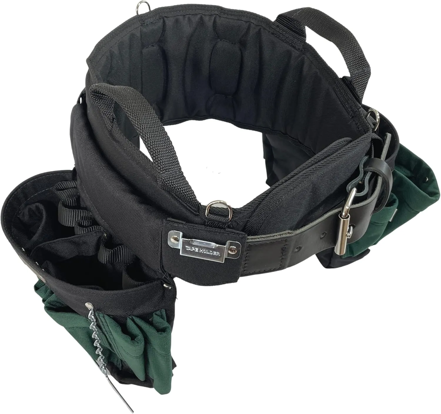 BOULDER BAG Professional Electrician's MAX Combo with Comfort Back Support Tool Belt, Leather Belt Buckle, Heavy Duty Work Belt, Green, (2XL, 43-48 Inch Waist), Made in USA