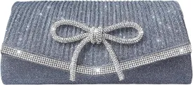 Bow Evening Bag Sparkly Clutch Purses for Women Wedding Glitter Rhinestone Party Prom Purse Dressy Clutch Bags