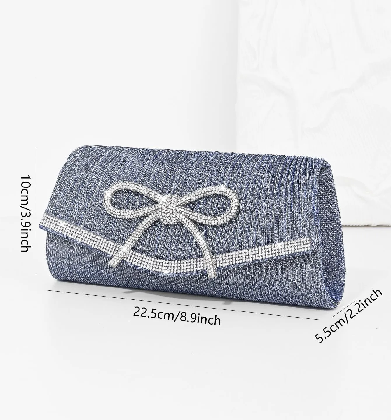 Bow Evening Bag Sparkly Clutch Purses for Women Wedding Glitter Rhinestone Party Prom Purse Dressy Clutch Bags