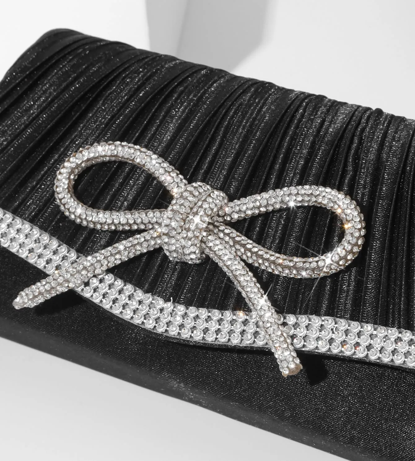 Bow Evening Bag Sparkly Clutch Purses for Women Wedding Glitter Rhinestone Party Prom Purse Dressy Clutch Bags