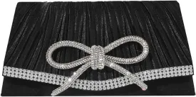 Bow Evening Bag Sparkly Clutch Purses for Women Wedding Glitter Rhinestone Party Prom Purse Dressy Clutch Bags