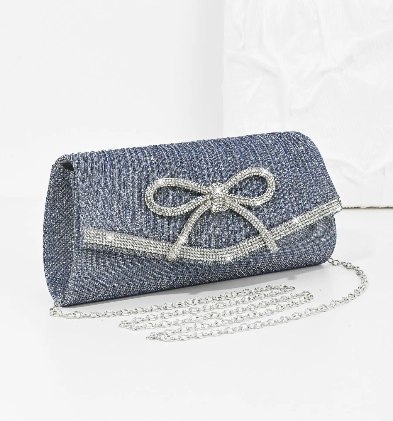 Bow Evening Bag Sparkly Clutch Purses for Women Wedding Glitter Rhinestone Party Prom Purse Dressy Clutch Bags