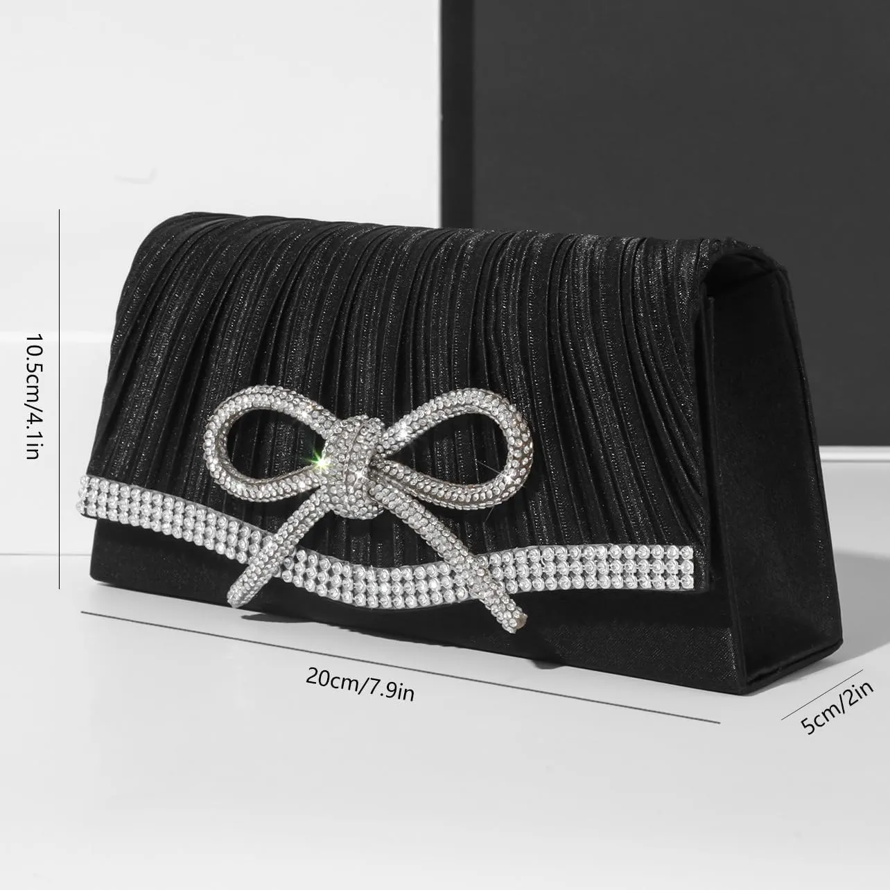 Bow Evening Bag Sparkly Clutch Purses for Women Wedding Glitter Rhinestone Party Prom Purse Dressy Clutch Bags