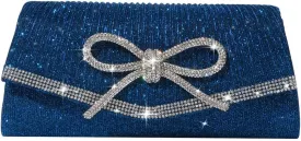 Bow Evening Bag Sparkly Clutch Purses for Women Wedding Glitter Rhinestone Party Prom Purse Dressy Clutch Bags