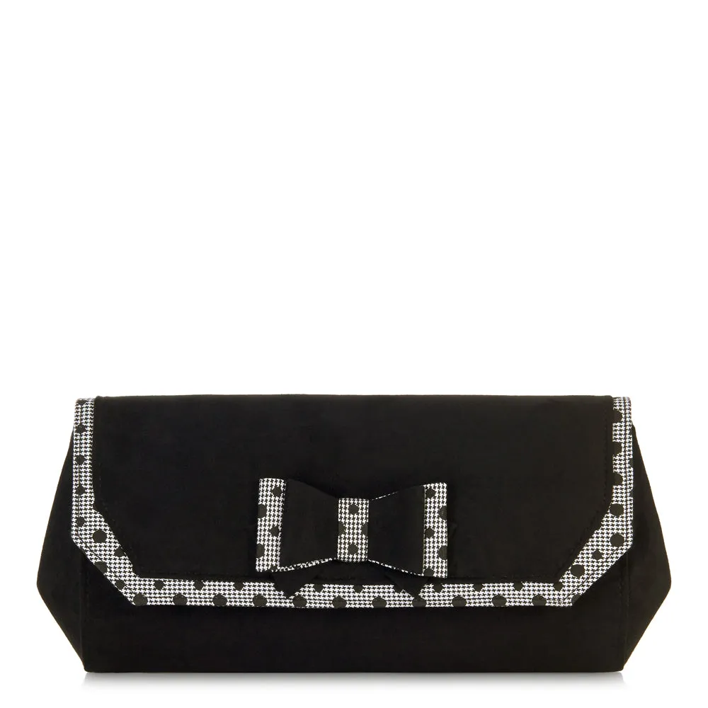 Brighton Black Bow Clutch Bag (Matches Ivy Heels) by Ruby Shoo