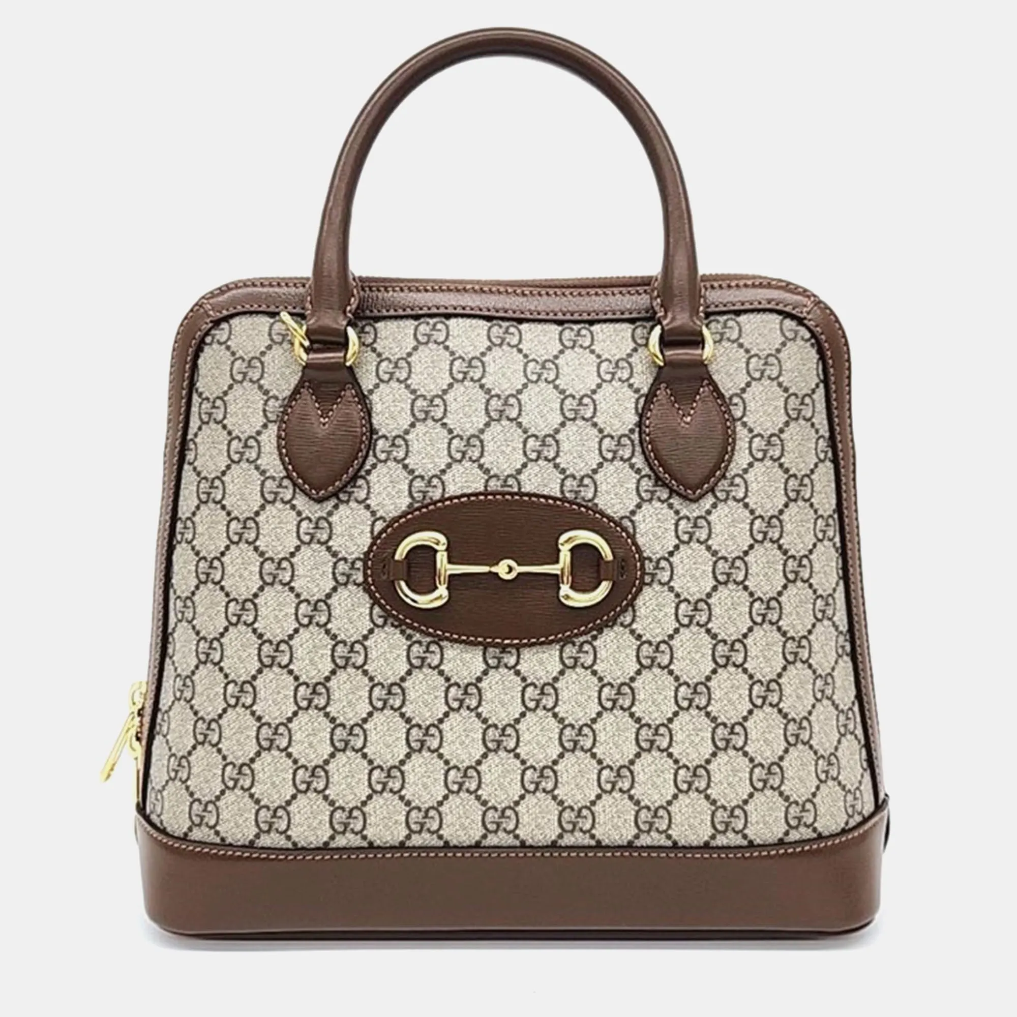 Brown GG Supreme Calfskin Medium Horsebit 1955 Top Handle Bag