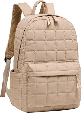 BTOOP Travel Backpack for Women Work Backpack Quilted College Backpacks for School Fit 15.6 Inch Laptop(Quilting-Khaki)